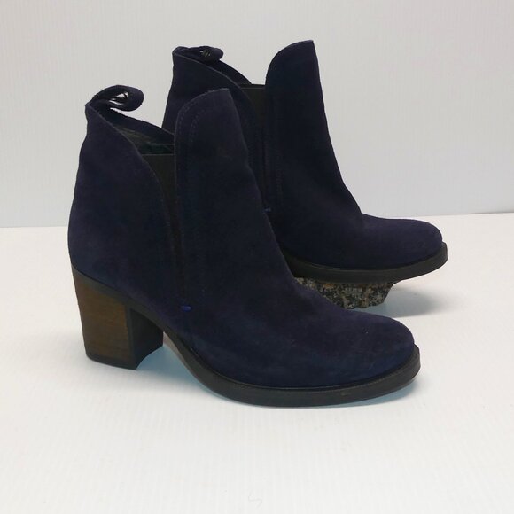 Women's Bos&Co Belfield blue ankle block heel boot suede sz 8/8.5 - Picture 7 of 11